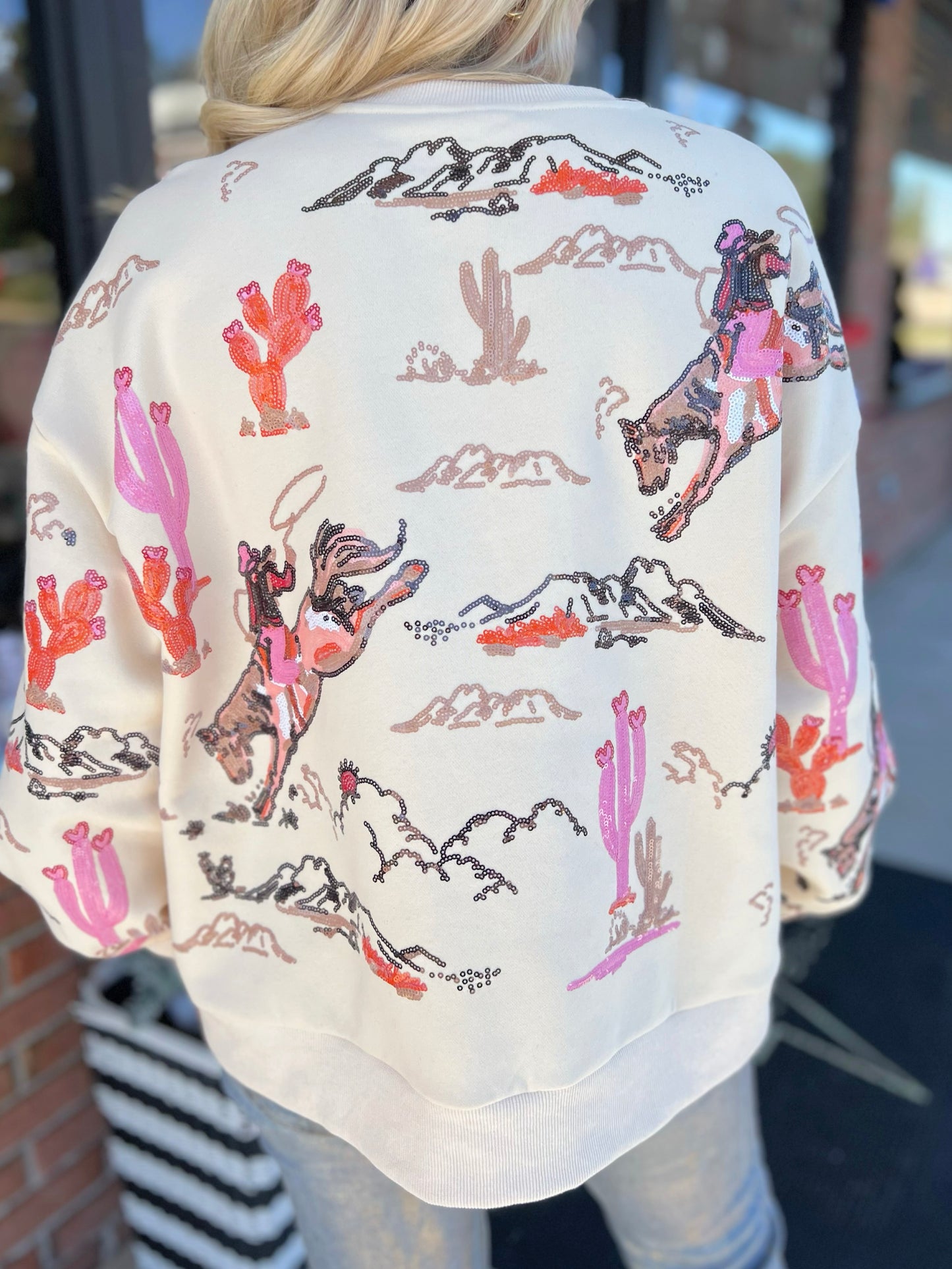 QOS Bucking Cowgirl Sweatshirt