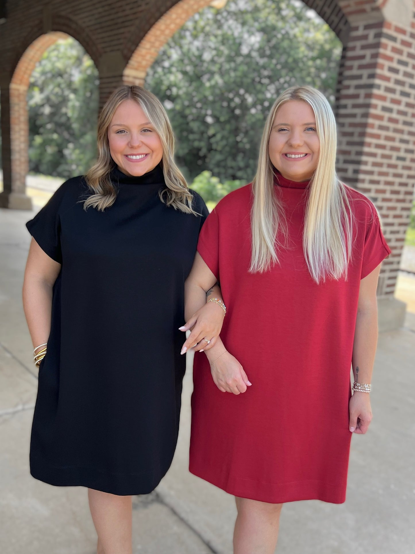 Solid Mock Neck Dress