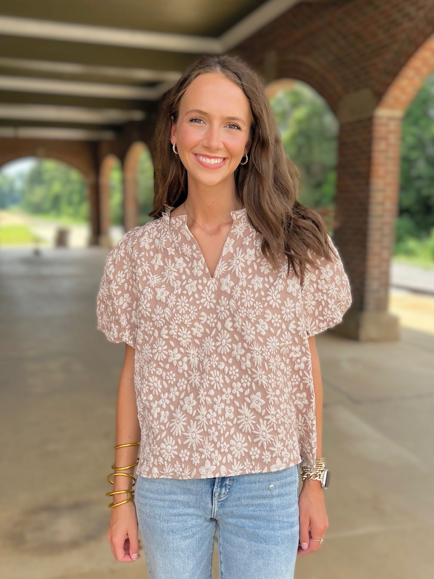 Textured Floral Top