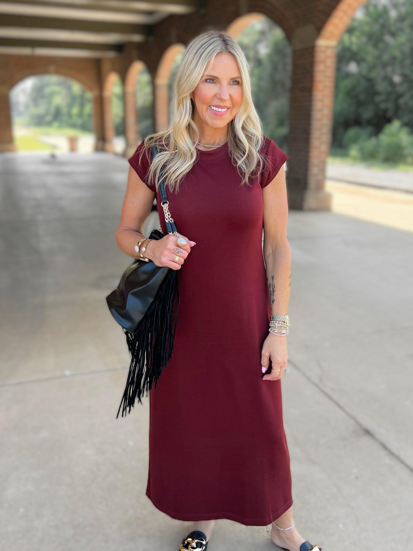 Classy Solid Midi Dress