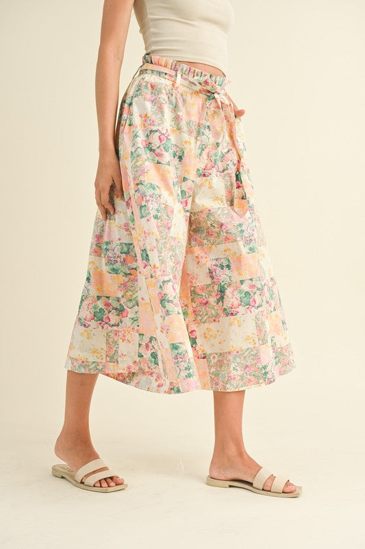 Floral Belted Culottes