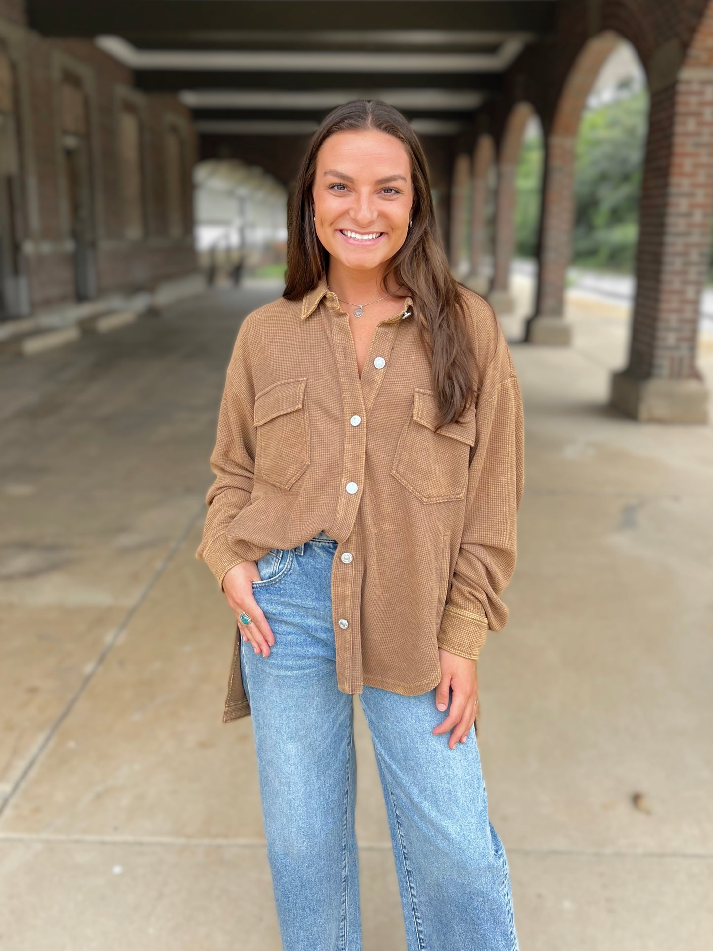 High Low Button Up Top