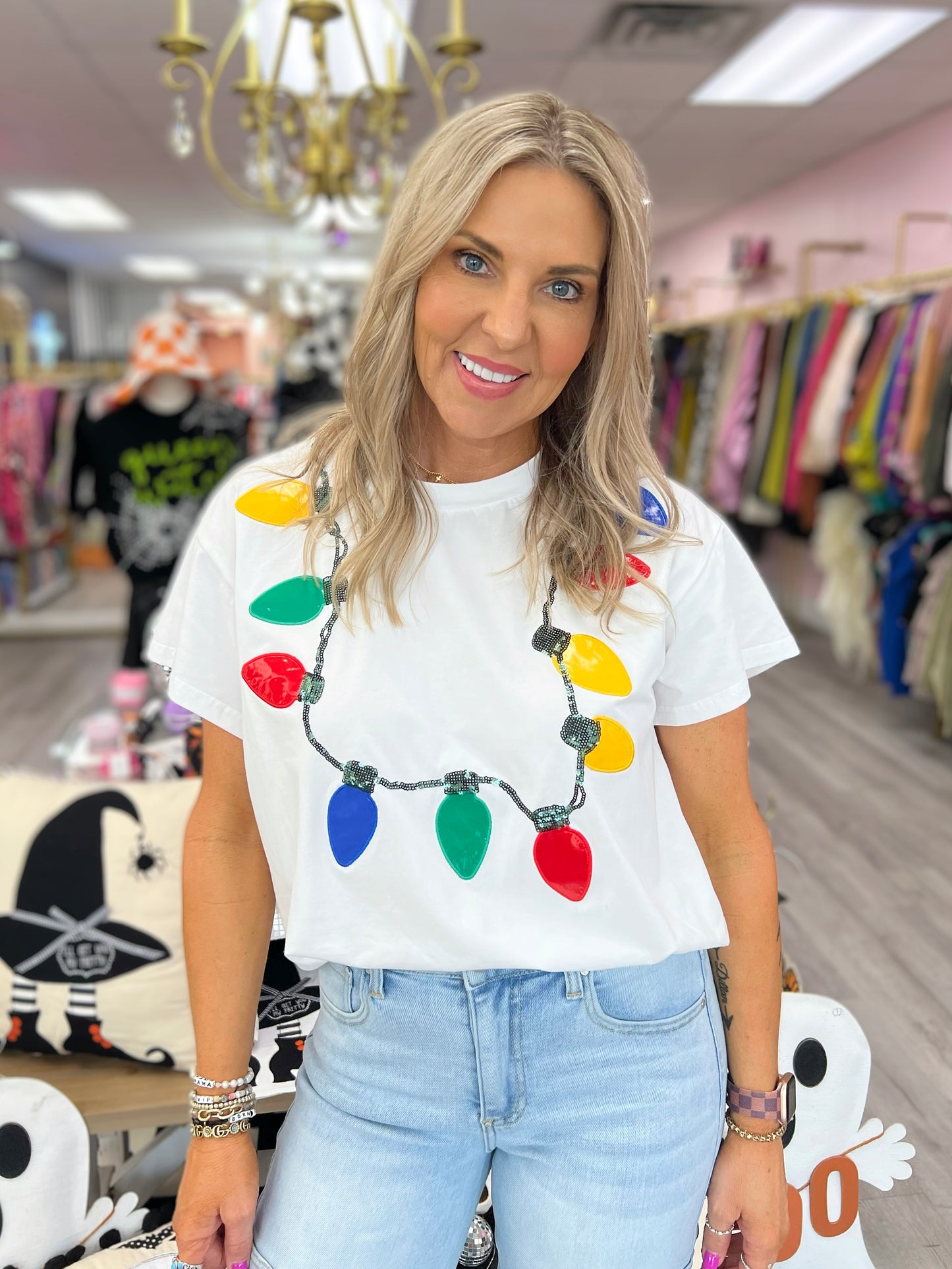 QOS Christmas Light Necklace Tee