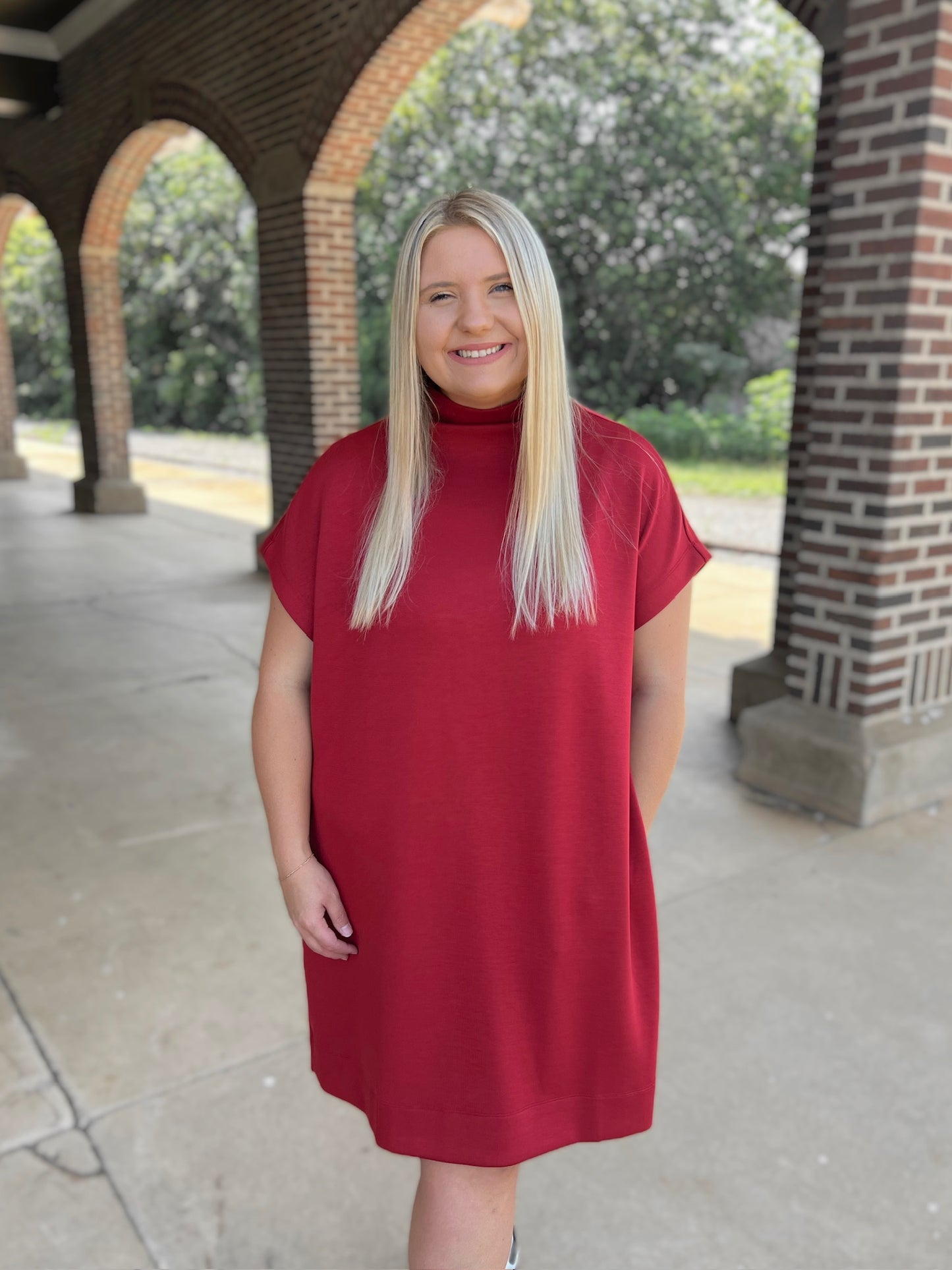 Solid Mock Neck Dress