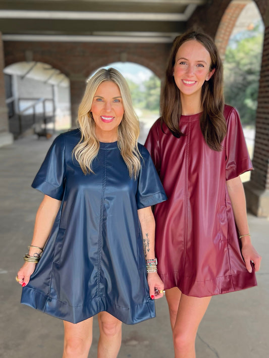 Faux Leather Swing Dress
