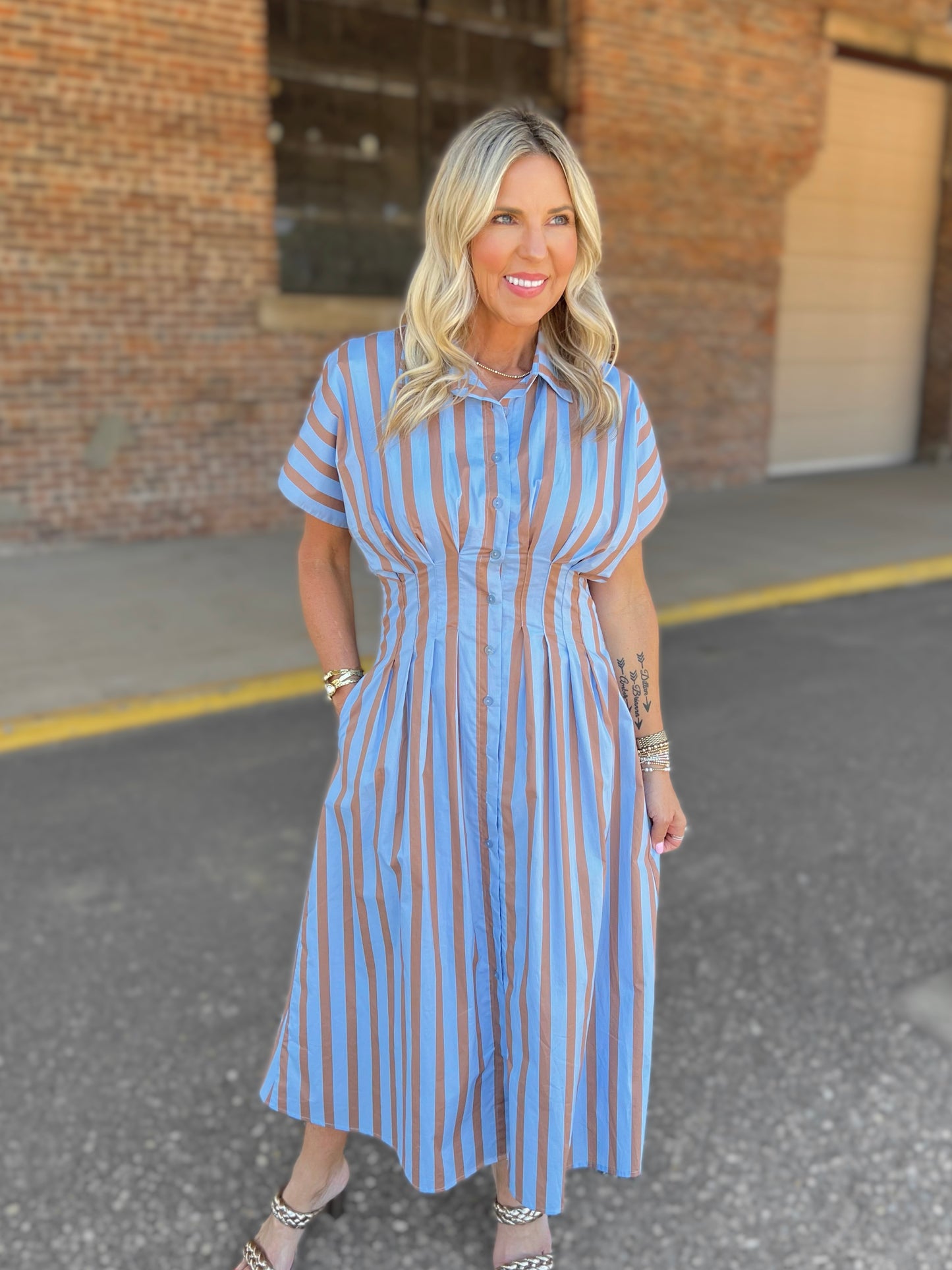 Striped Button Up Maxi Dress