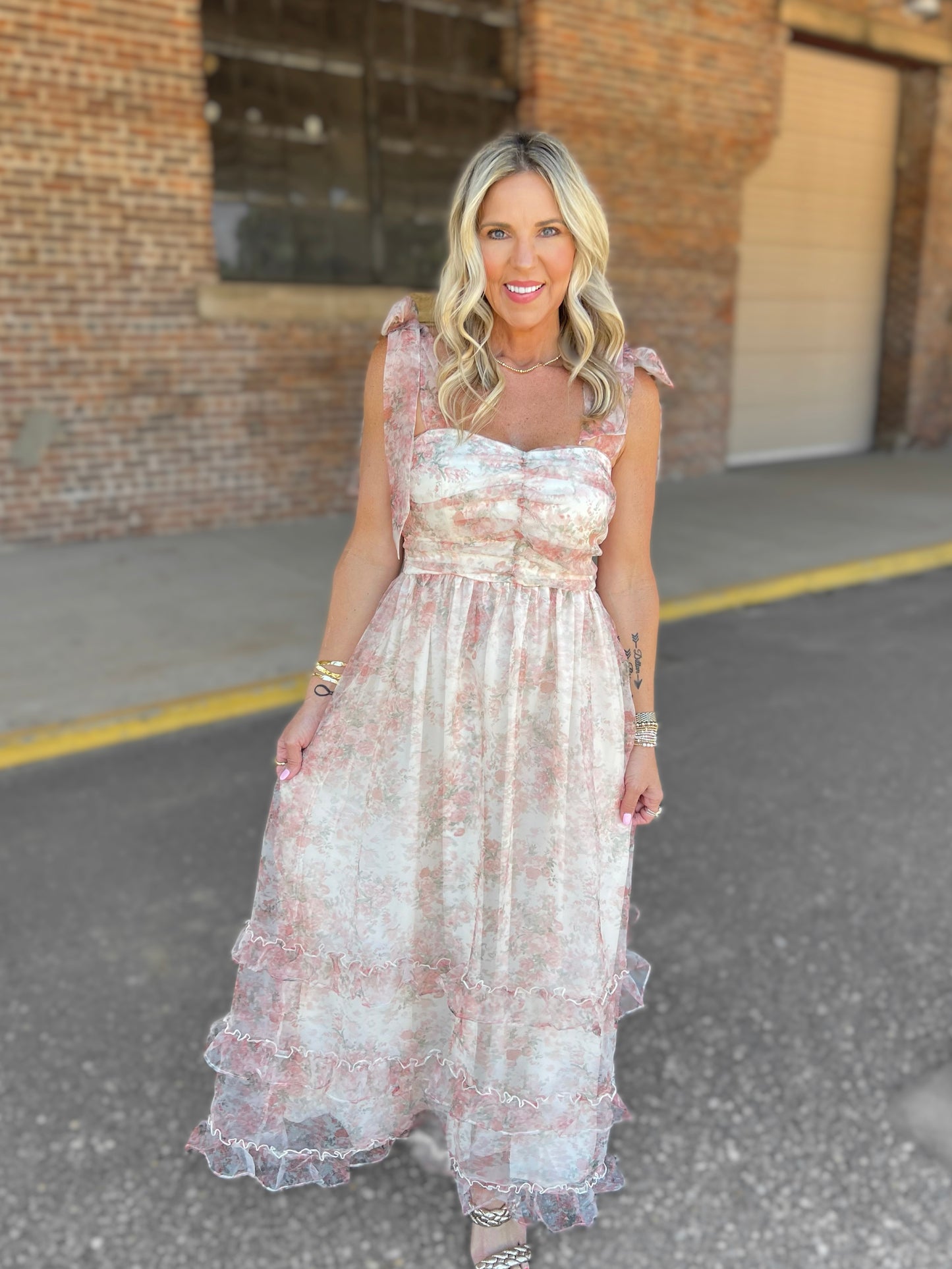Floral Romance Organza Maxi Dress