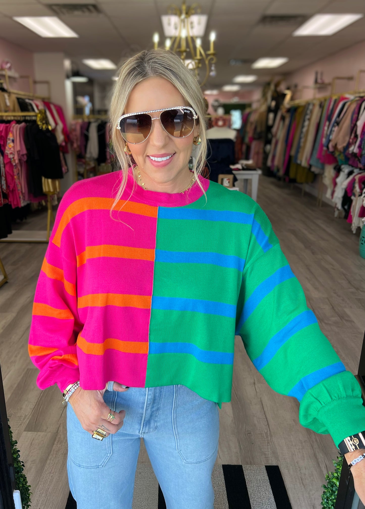 Color Block Striped Sweater