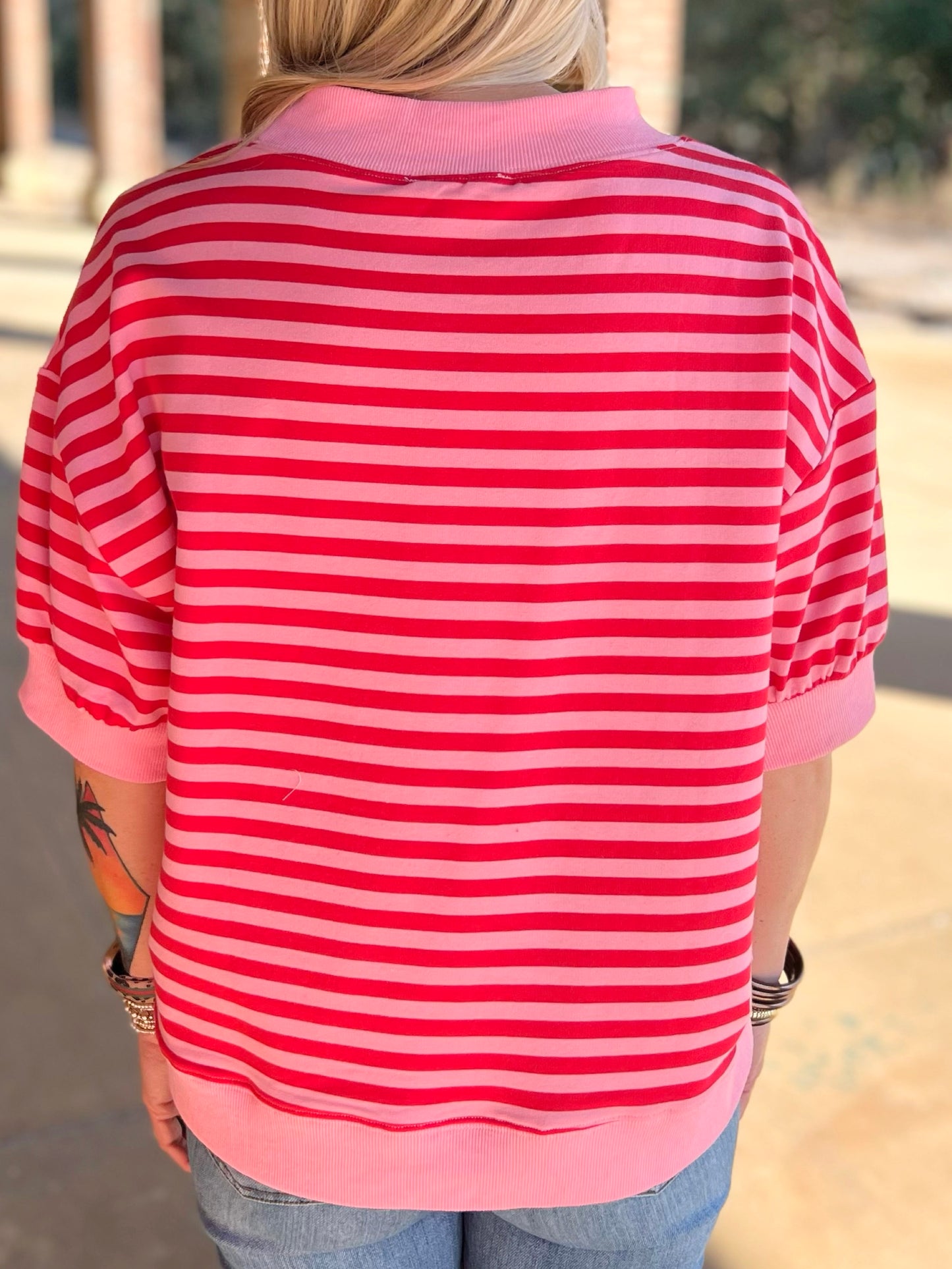Striped Mock Neck Top