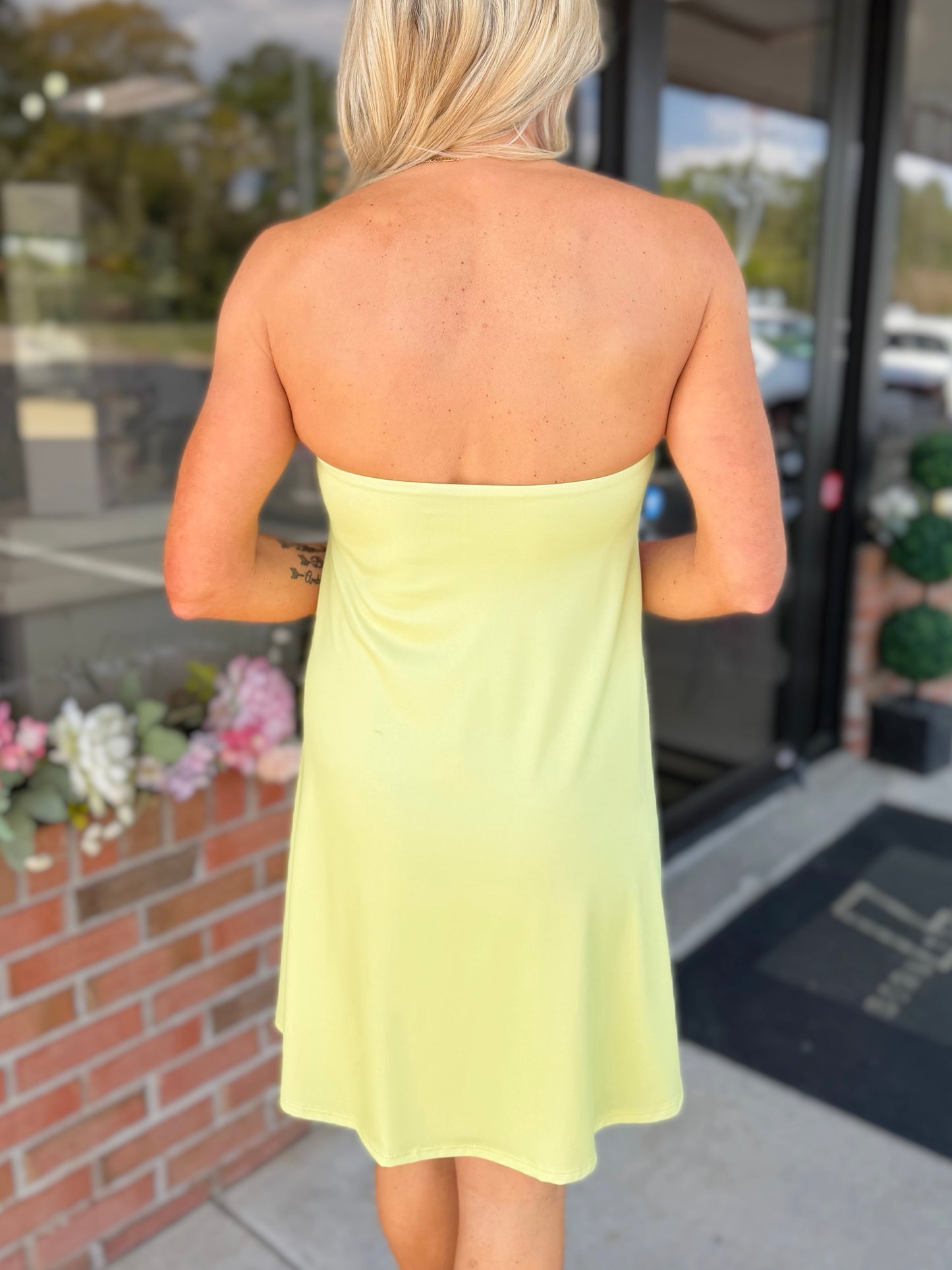 Strapless Flower Print Mini Dress