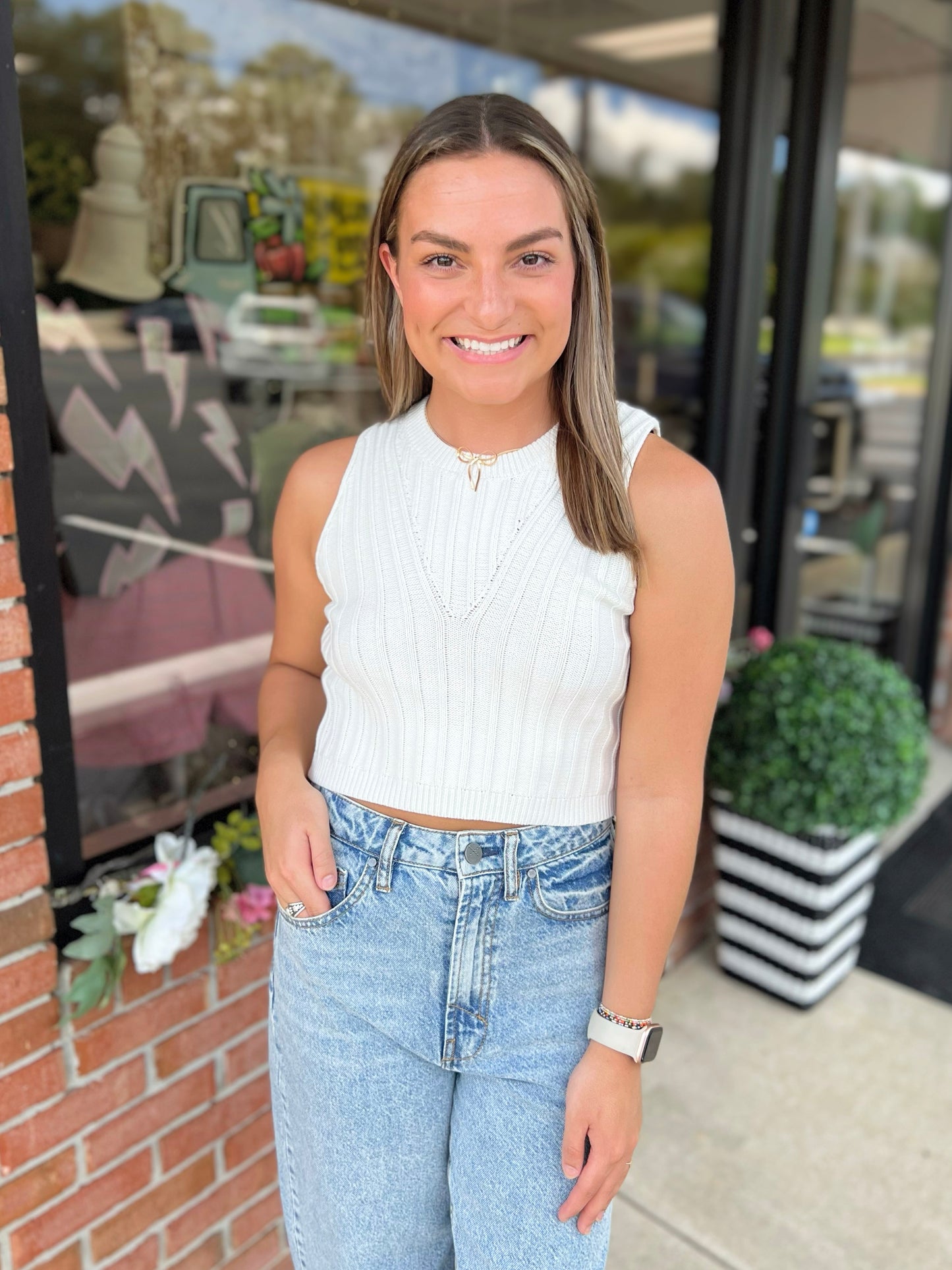 Rib Textured Sleeveless Sweater