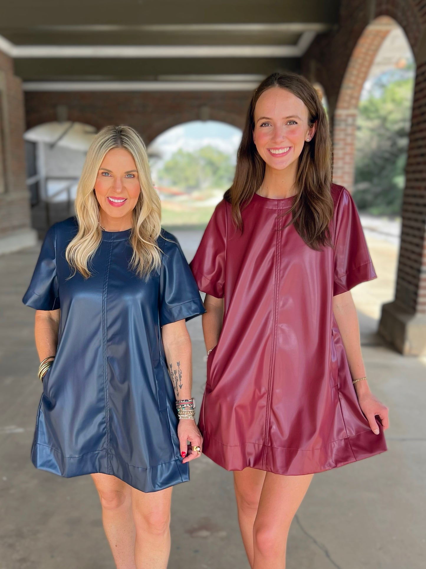 Faux Leather Swing Dress
