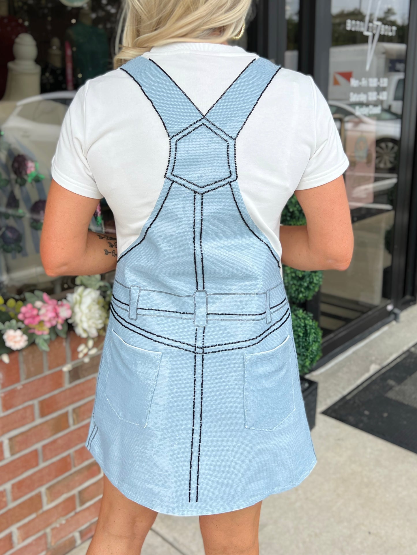 QOS Full Sequin Overall Tee Dress