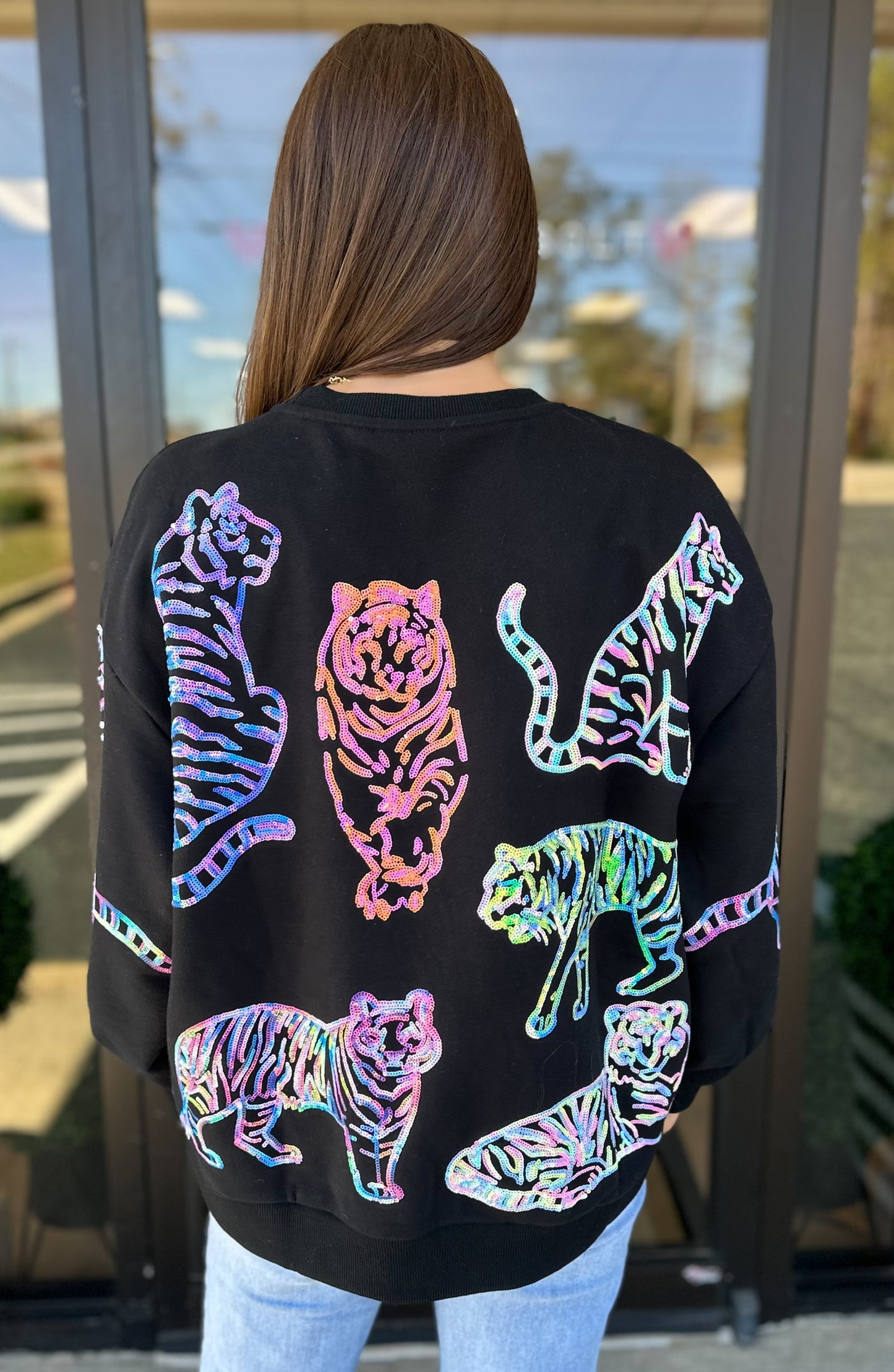 QOS BLACK MULTI TIGER SWEATSHIRT
