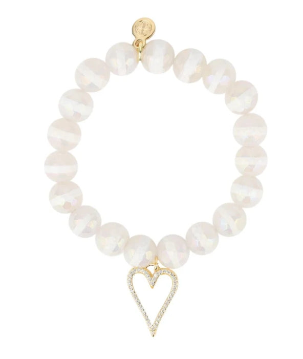 BuDhaGirl White Capiz Heart Bracelet