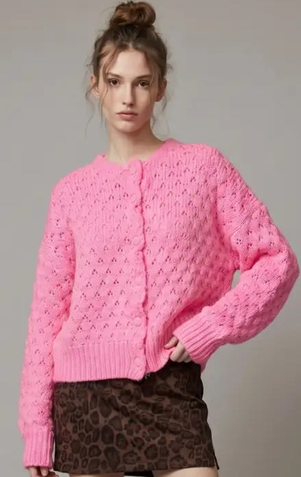 Textured Balloon Cardigan