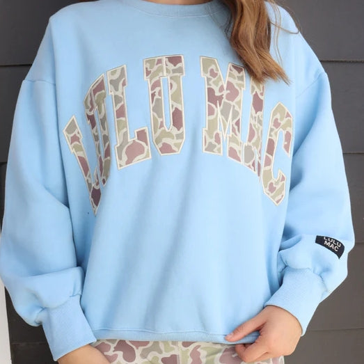 LULU MAC Sweatshirt: Light Blue/Camo