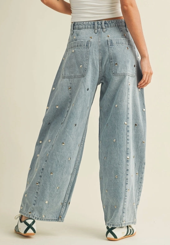 Studded Barrel Jeans