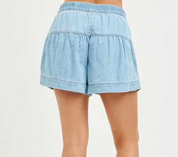 Risen: Elastic Band Shirred Detail Shorts