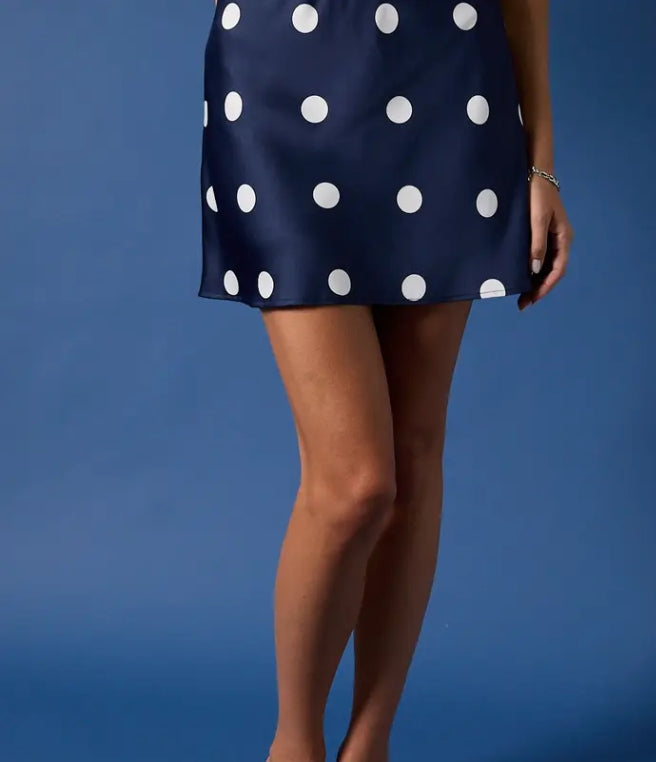 Polka Dot Satin Mini Skirt