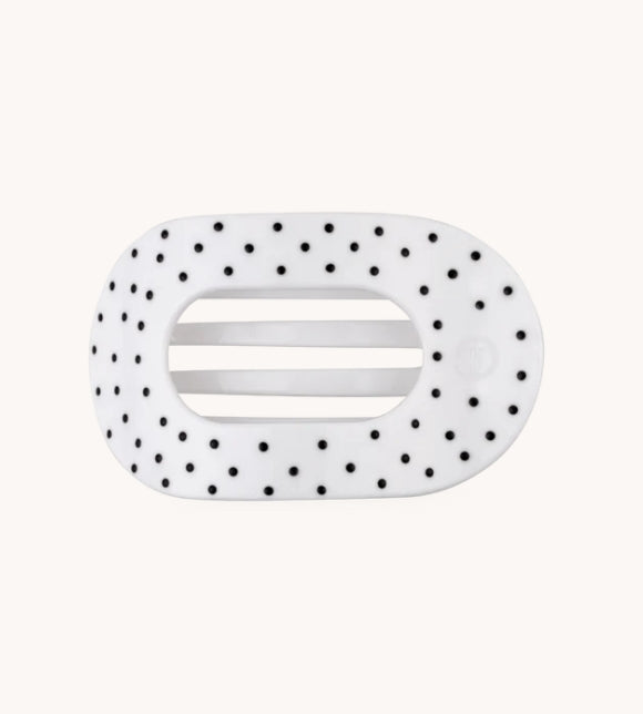 Teleties: White Polka Dot Party Flat Round Hair Clip