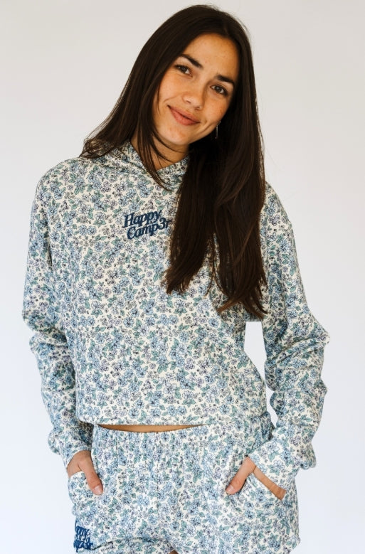 HC Dusty Blue Garden Scuba Cropped Hoodie