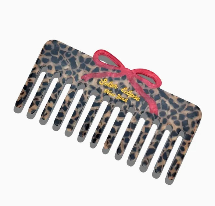 Solar Eclipse Leopard Bow Wide Tooth Comb