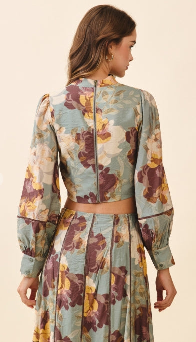 Floral Frenzy Mock Neck Top
