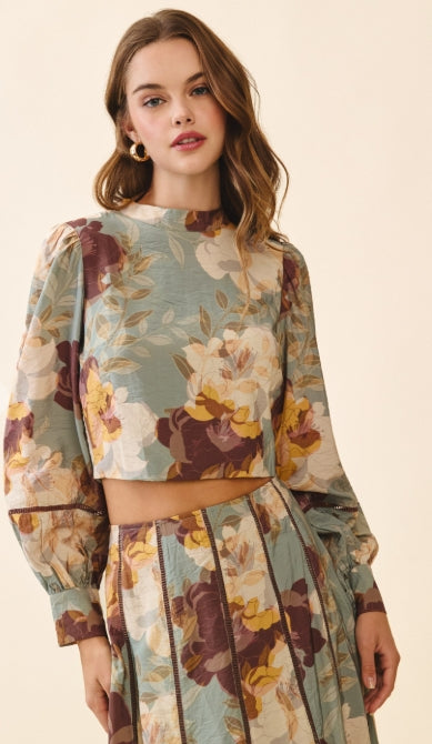 Floral Frenzy Mock Neck Top