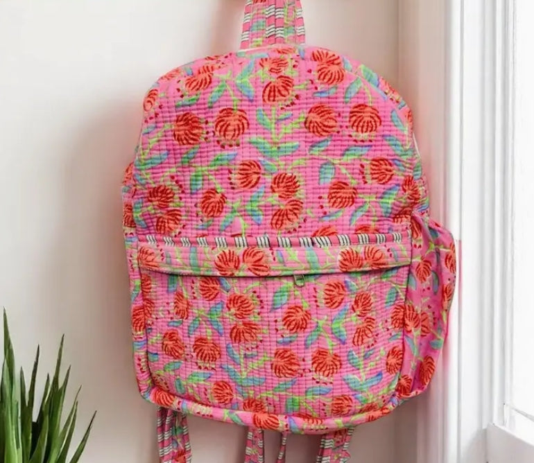 Floral Quilted Backpack