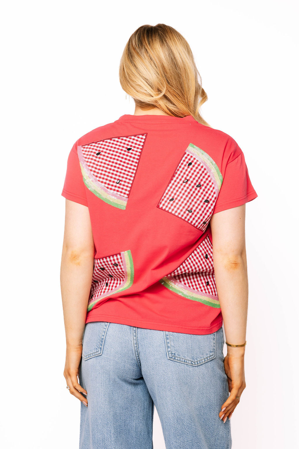 QOS Red Gingham Watermelon Tee