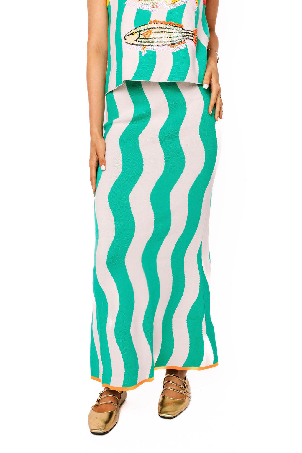 QOS Teal Midi Skirt