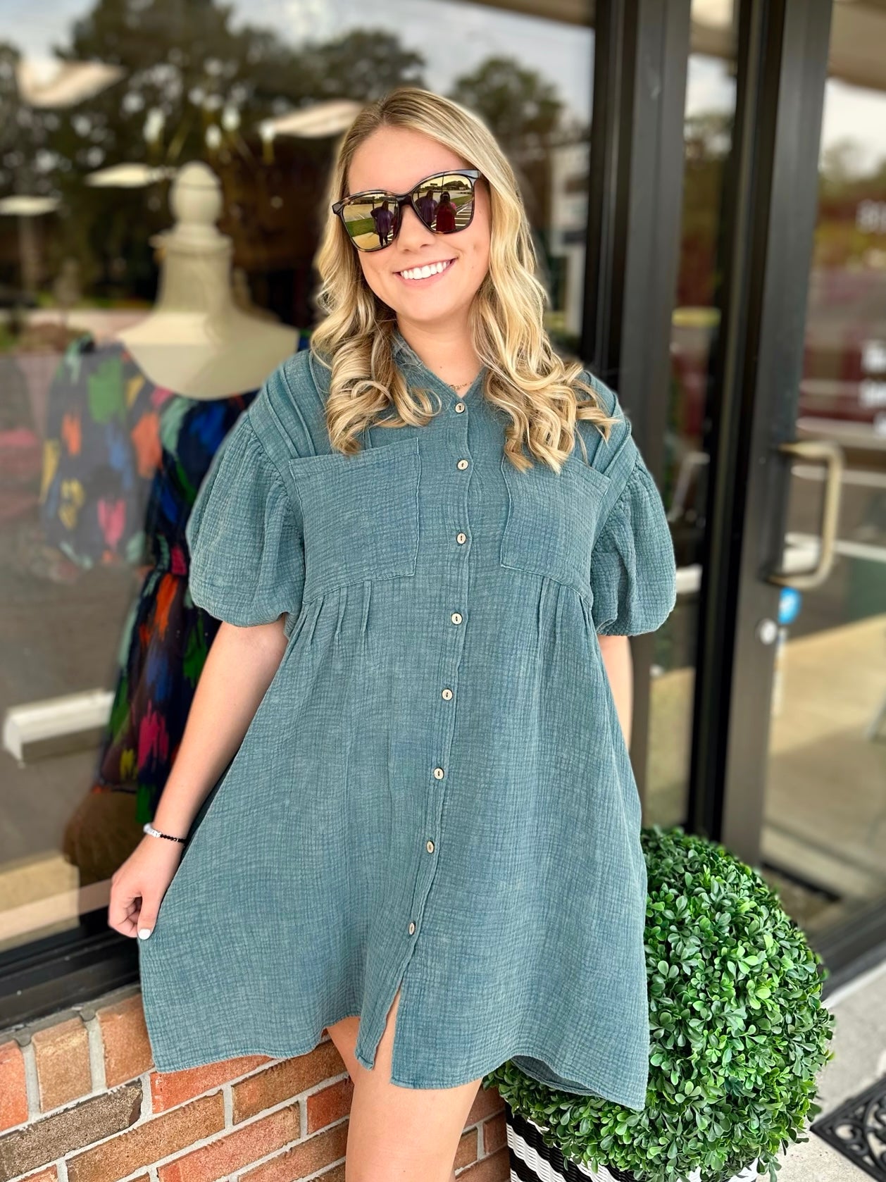 Washed Button Down Dress