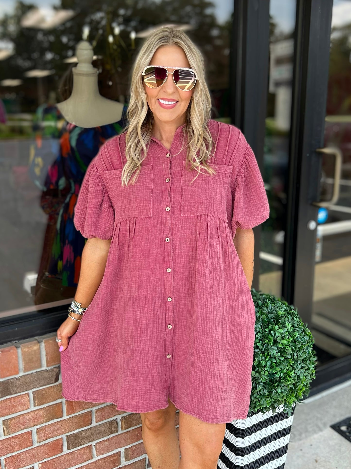 Washed Button Down Dress