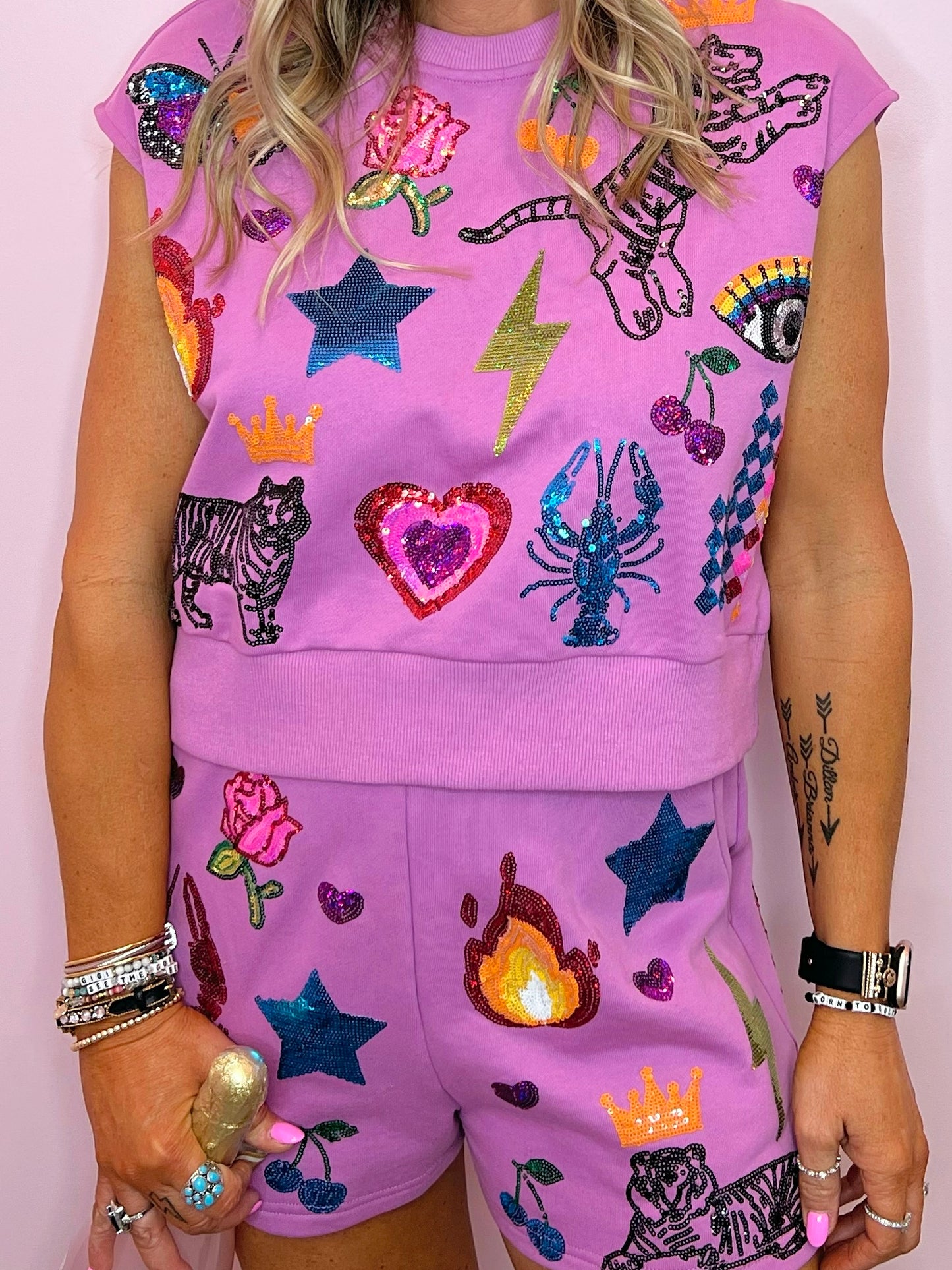 QOS Multi Icon Sweatshirt Tank