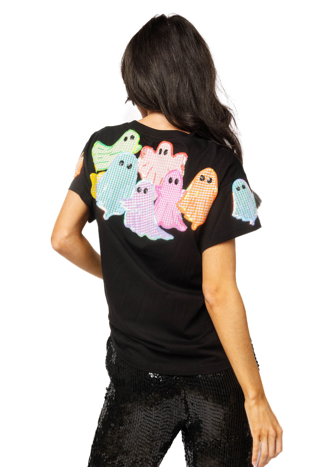 QOS Multi Gingham Ghost Patch Tee