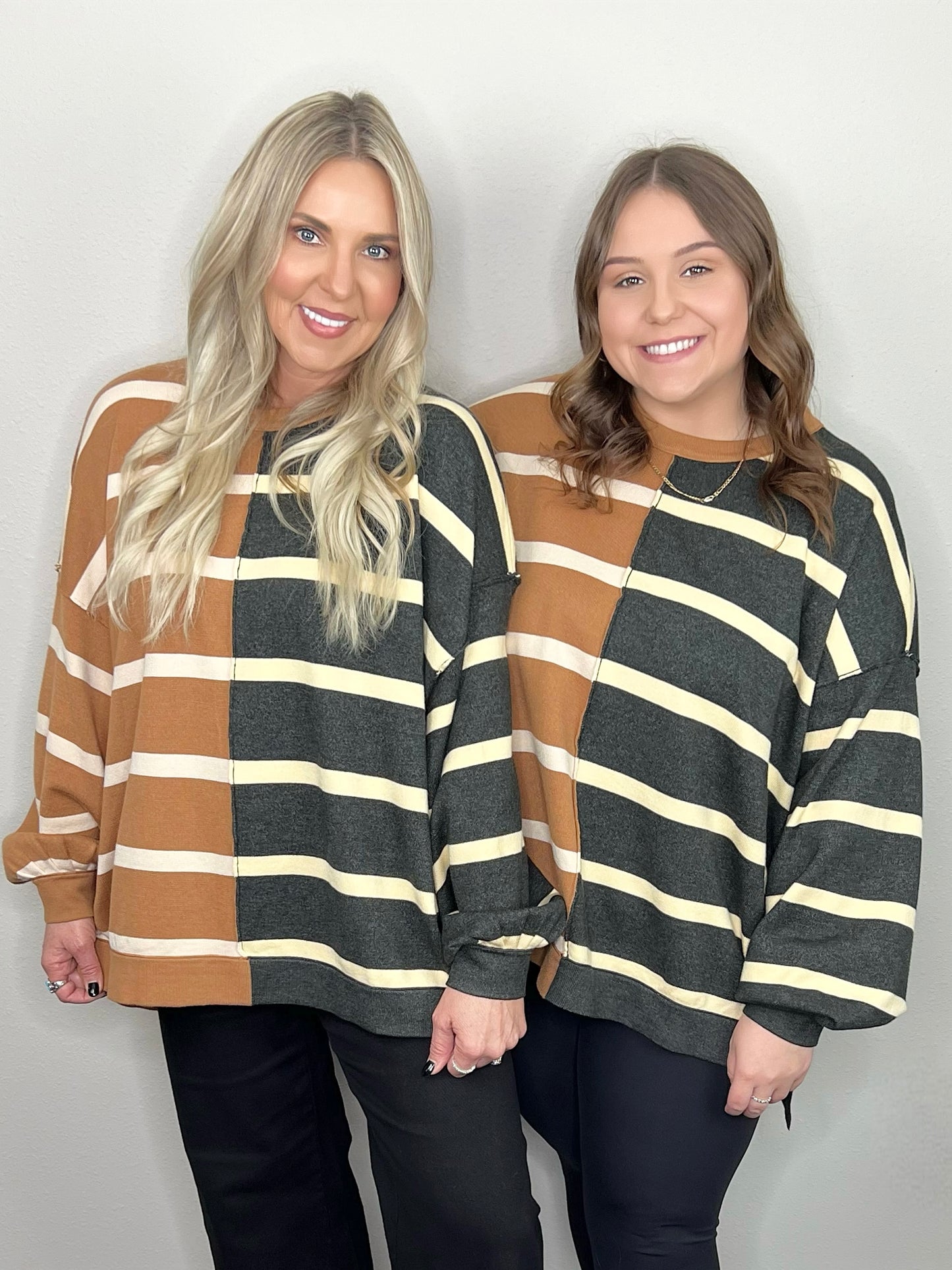 Two Tone Stripe Sweatshirt