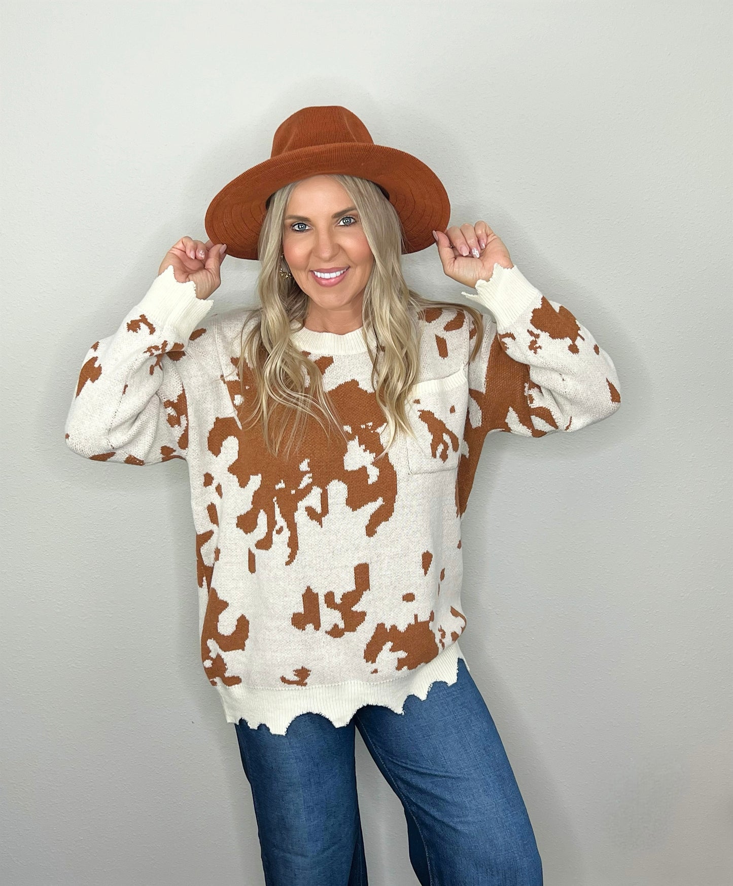 Cow Print Sweater