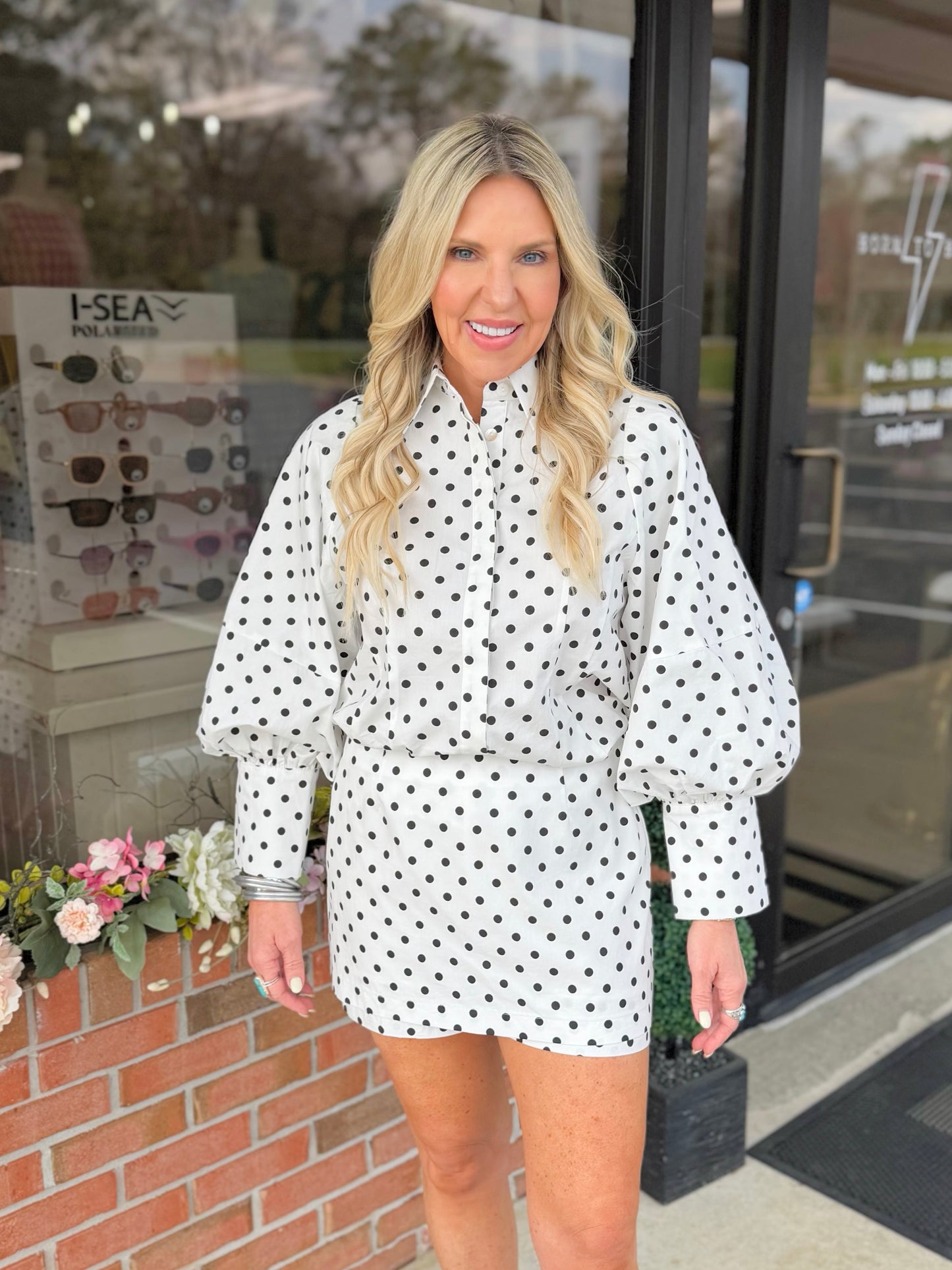 Statement Puff Sleeve Dot Blouse