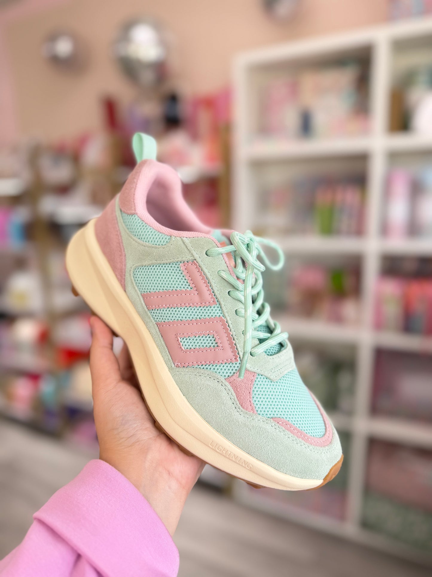 Back 70 Lightning Sneaker in Light Green Pink