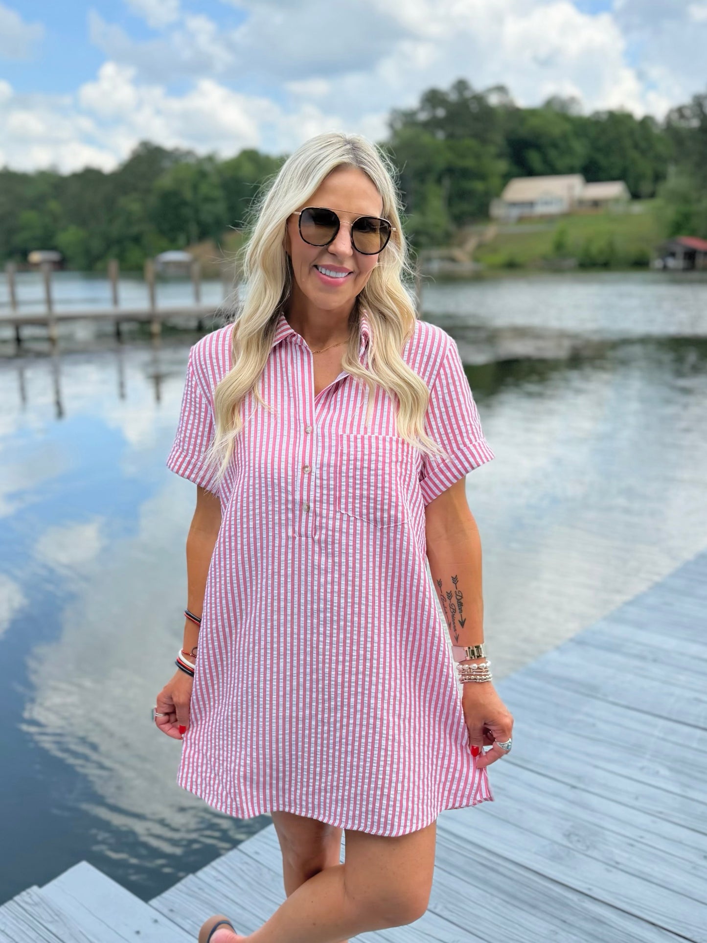 Striped Seersucker Dress