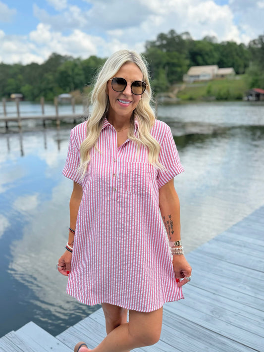 Striped Seersucker Dress
