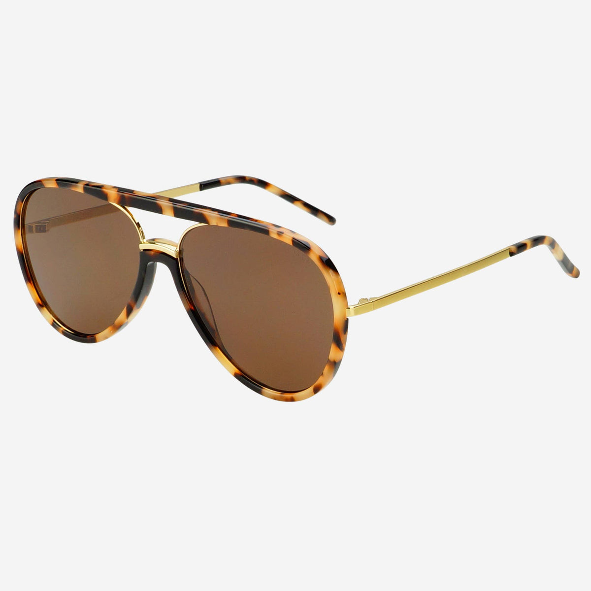 Shay Aviator Sunglasses: Milky Tortoise/Brown