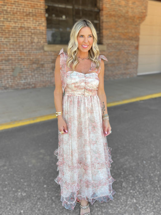 Floral Romance Organza Maxi Dress