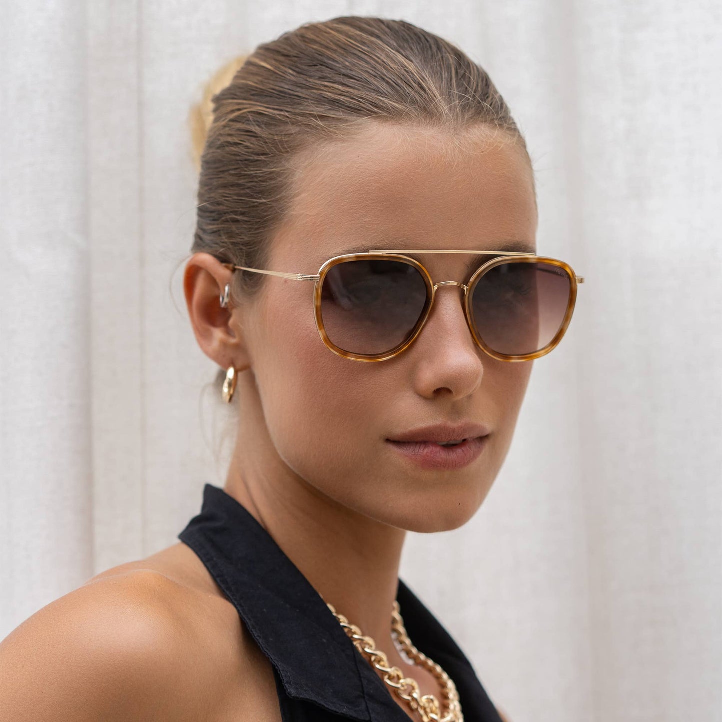 Weston Acetate Round Sunglasses: Light Tortoise/Brown