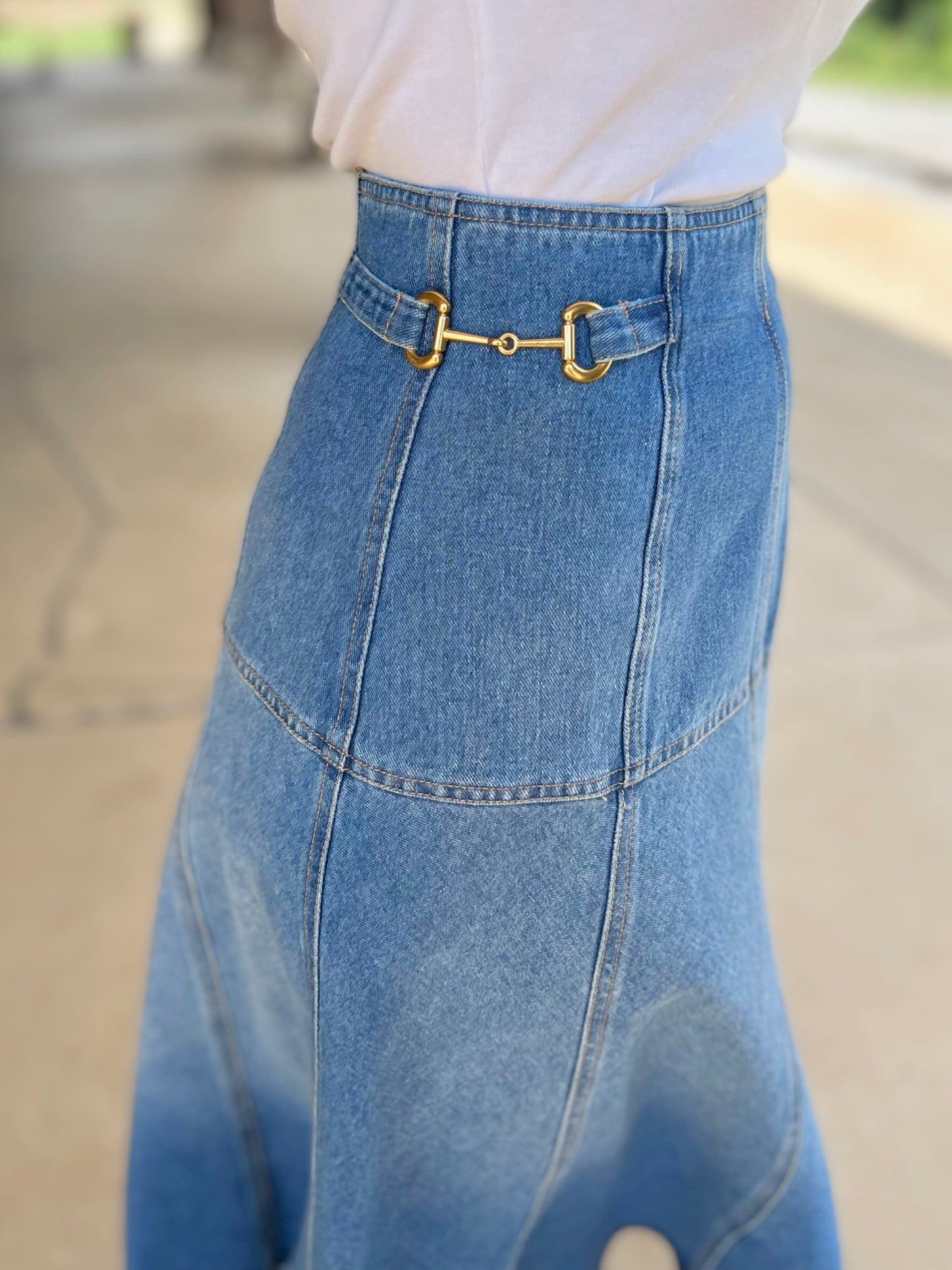 Denim Horse Bit Skirt