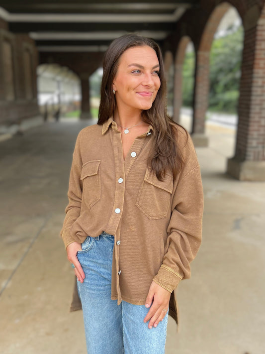 High Low Button Up Top