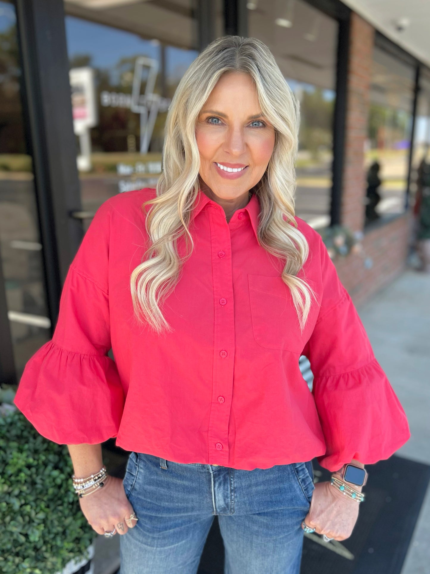 Bubble Sleeve Button Down