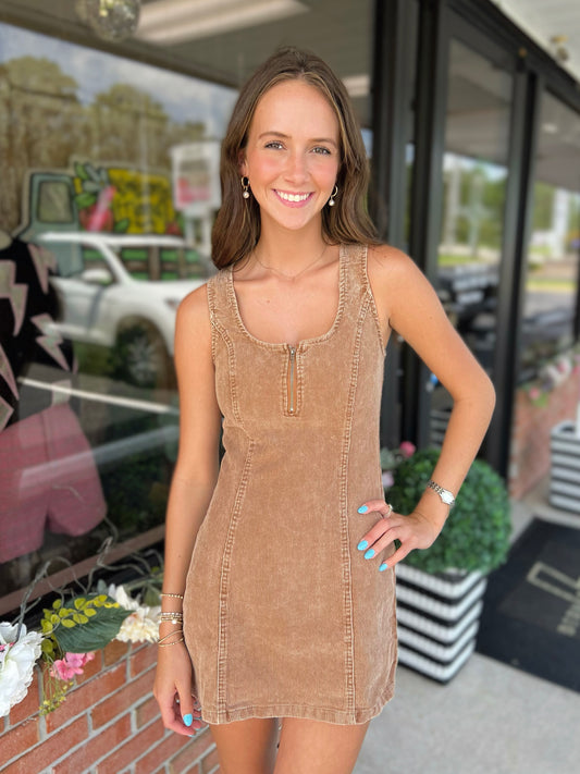 Sleeveless Corduroy Dress