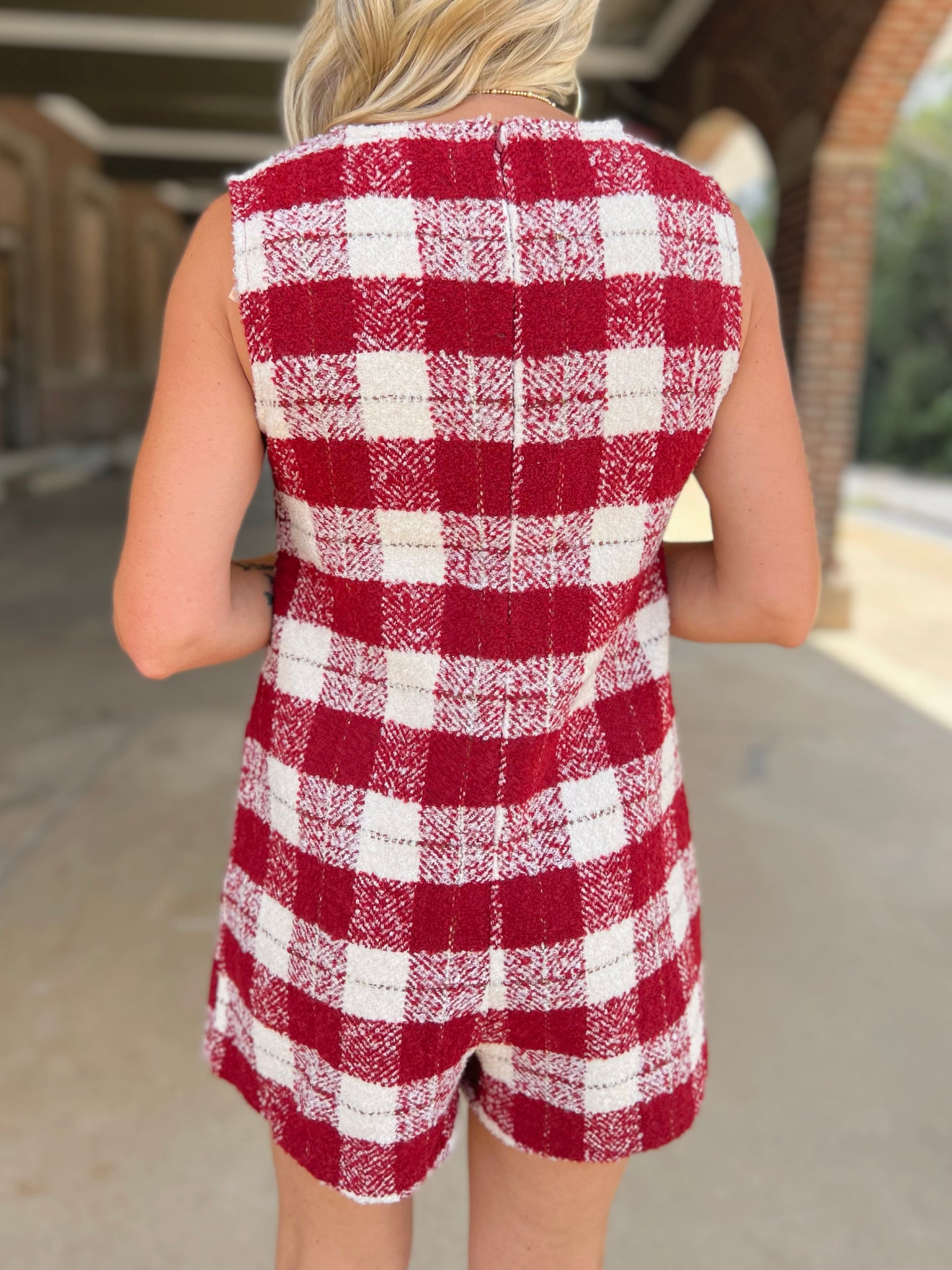 Plaid Tweed Romper